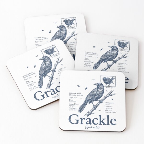 Item preview, Funny Grackle Bird Facts Vintage Field Guide designed and sold by FreshVibe Prints.