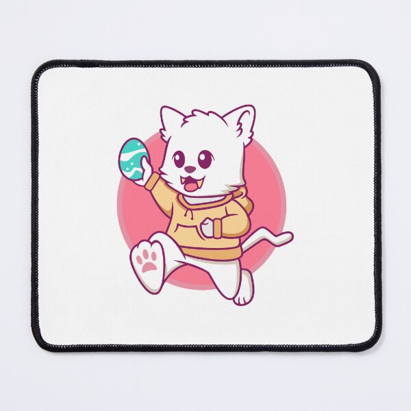 Item preview, Cute White Cat Holding Easter Egg designed and sold by Romain V  Beaupré.