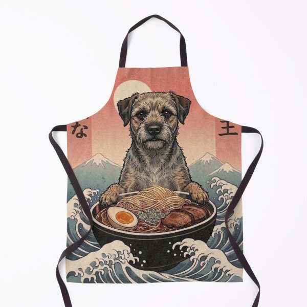 Item preview, Funny Border Terrier Japanese Ramen Noodles Vintage Kanagawa Wave designed and sold by FurryHavenPH.