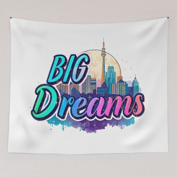 Item preview, Beautiful text "Big Dreams" city, moon designed and sold by TanyaLovus.