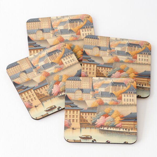 Item preview, Vintage Ukiyo-e Luxembourg Landscape - Autumn Japanese Woodblock Style designed and sold by Vandy Fullam.
