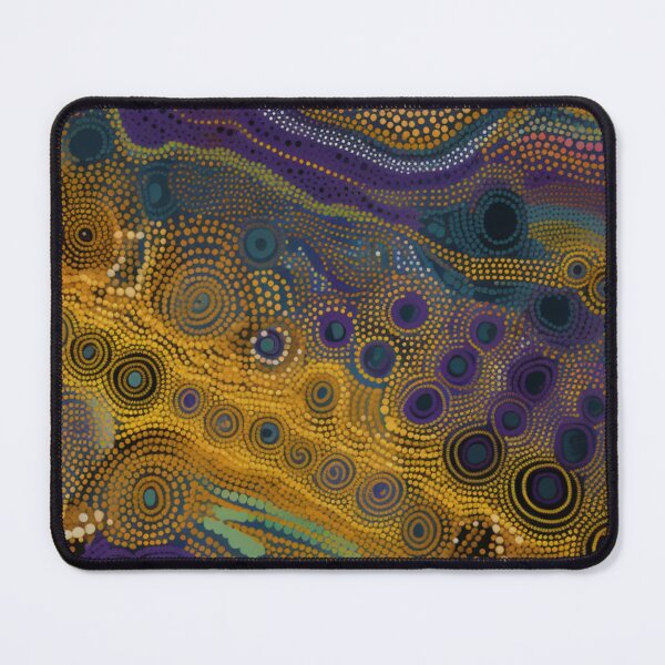 Item preview, Aboriginal Inspired Dot Art - Mustard Yellow and Purple Circles designed and sold by GrinGalore.