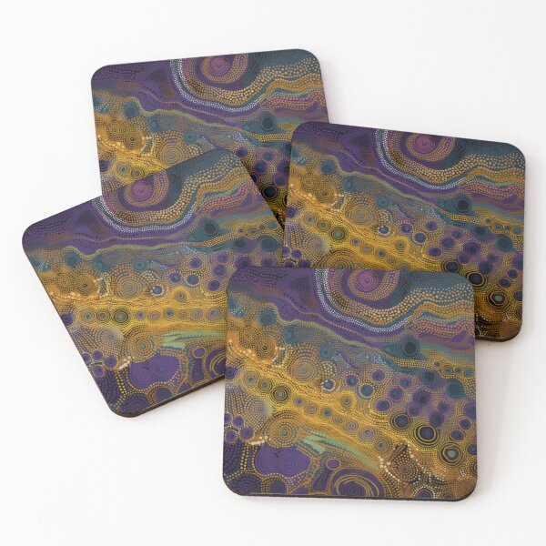 Item preview, Aboriginal Inspired Dot Art - Mustard Yellow and Purple Circles designed and sold by GrinGalore.