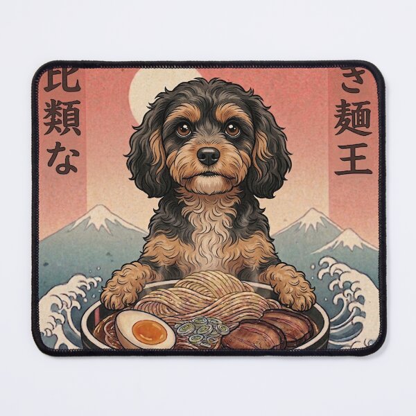 Item preview, Funny Cavapoo Japanese Ramen Noodles Vintage Kanagawa Wave designed and sold by FurryHavenPH.