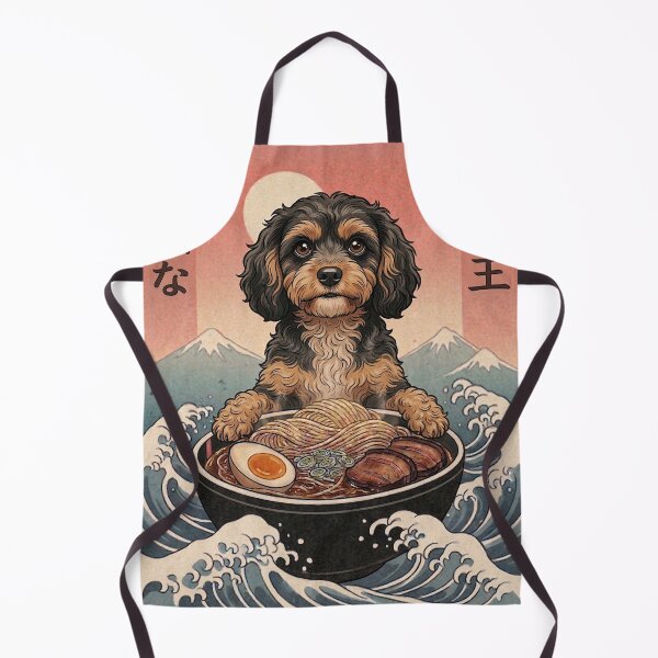 Item preview, Funny Cavapoo Japanese Ramen Noodles Vintage Kanagawa Wave designed and sold by FurryHavenPH.