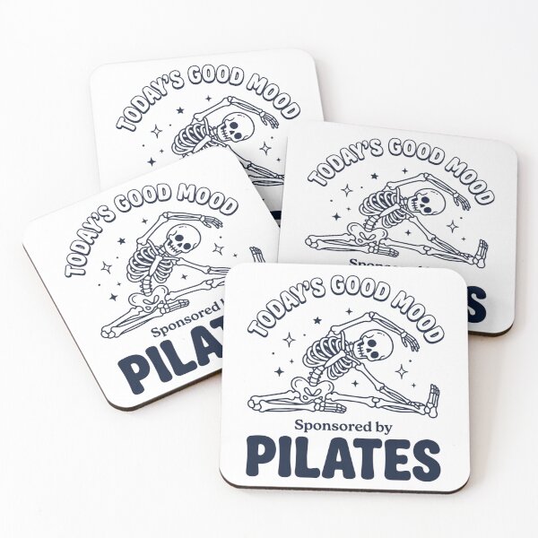 Item preview, Funny Pilates Skeleton Good Mood Workout Humor designed and sold by FreshVibe Prints.