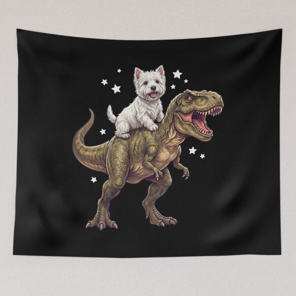 Item preview, Funny West Highland White Terrier Riding T Rex Dinosaur Dog Lover designed and sold by TerryConnells.
