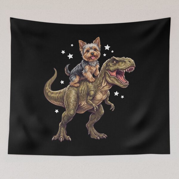 Item preview, Funny Yorkshire Terrier Riding T Rex Dinosaur Dog Lover designed and sold by TerryConnells.