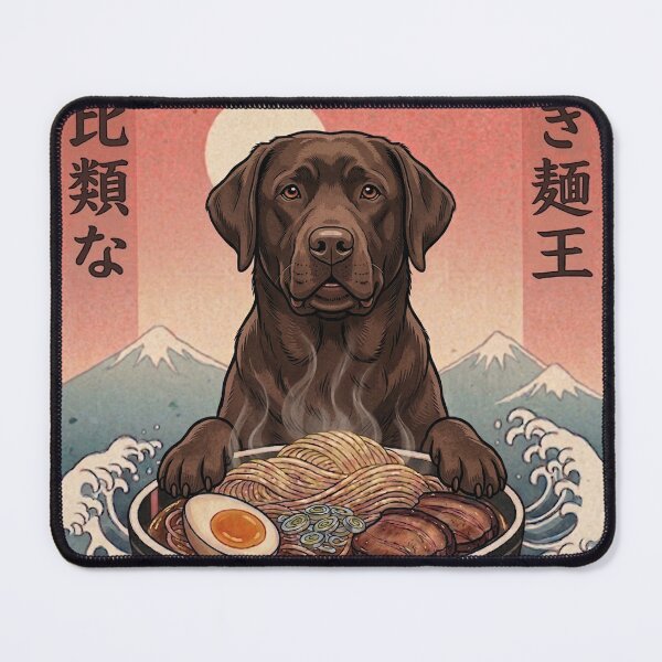 Item preview, Funny Chocolate Labrador Japanese Ramen Noodles Vintage Kanagawa Wave designed and sold by FurryHavenPH.