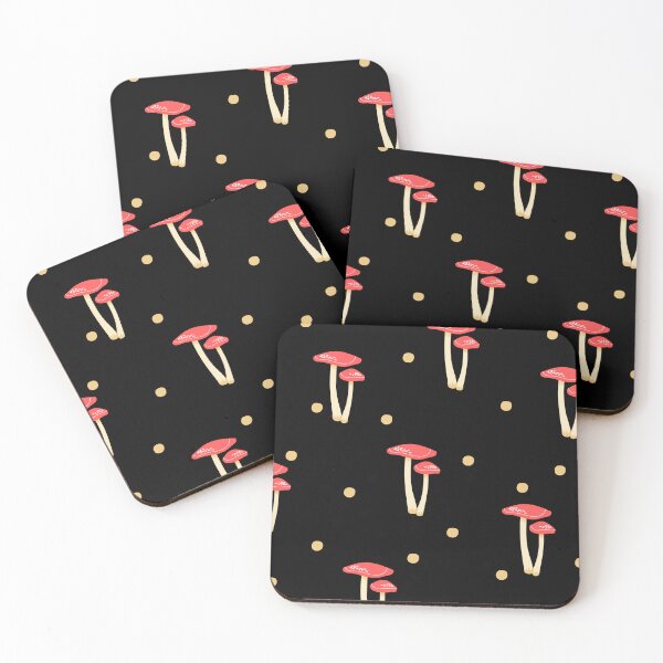 Item preview, Black Illustrated Pattern Mushrooms Phone Background designed and sold by maaariabouvier.