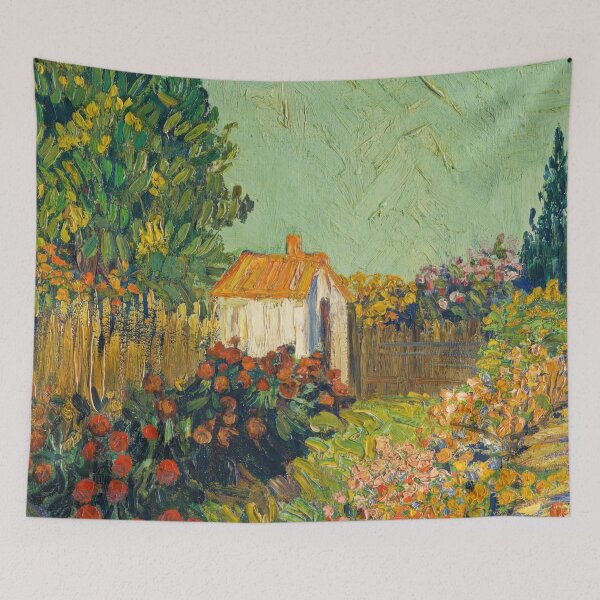 Item preview, Landscape by Vincent van Gogh: Colorful Cottage Garden Fine Art Print designed and sold by artofuniverse.