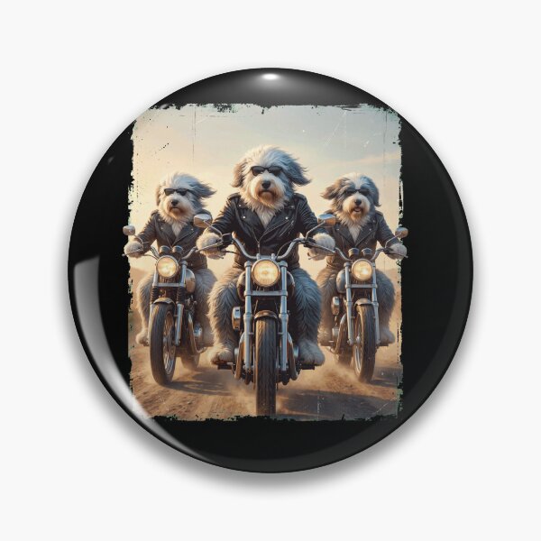 Artikelvorschau, Lustiges Meme mit Old English Sheepdog auf einem Motorrad – ideal für Hundeliebhaber entworfen und verkauft von DoodleTortle.