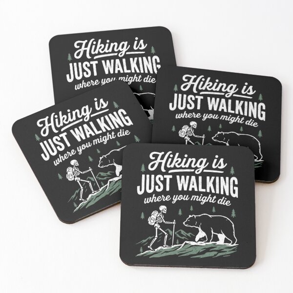 Item preview, Funny Hiking Skeleton Dark Humor Bear Encounter designed and sold by FreshVibe Prints.