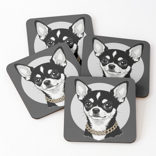 Item preview, Sassy Black & White Chihuahua with Gold Chain - Manga Art designed and sold by lbgearhart.