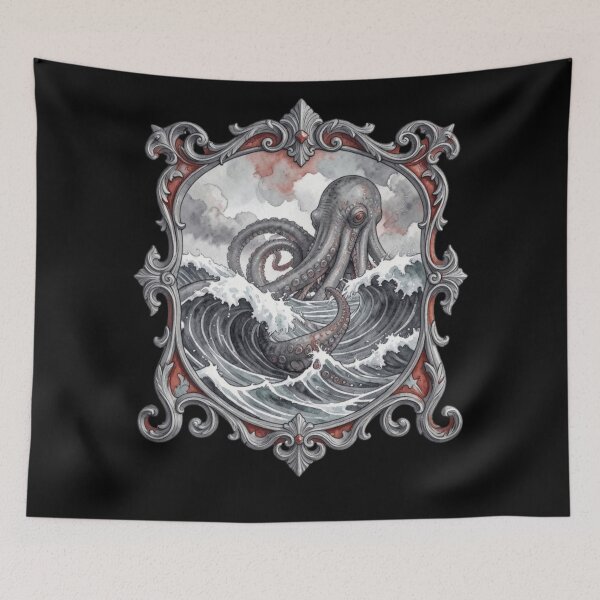 Item preview, Kraken and waves designed and sold by Tragedyshop.