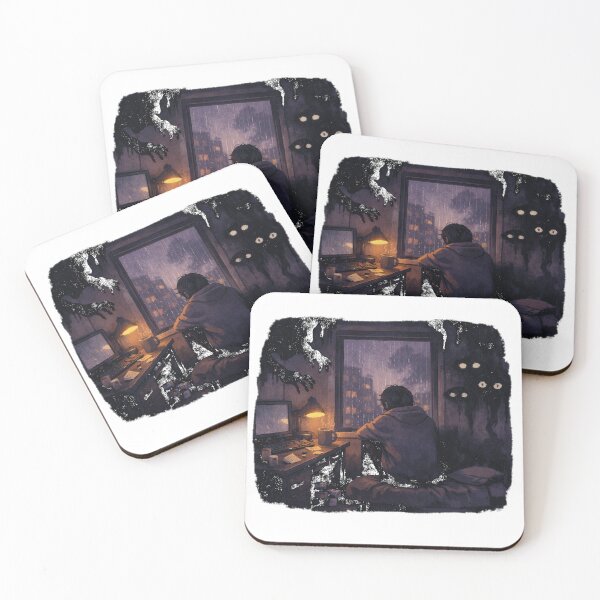 Item preview, Dark Lofi Aesthetic Sad Boy with Shadow Monsters designed and sold by from Depression patient.
