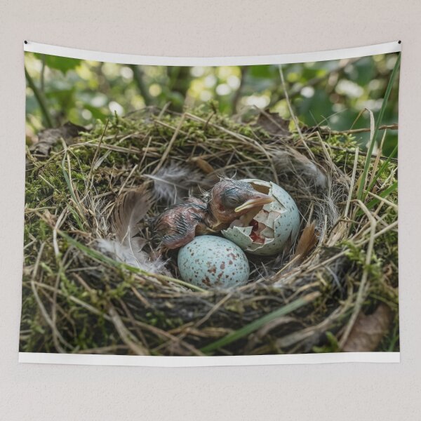 Item preview, Hatching of a bird's egg in its natural nest. designed and sold by Malisa345.