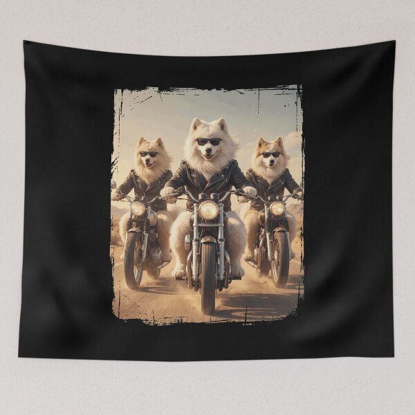 Item preview, Funny Samoyed Motorcycle Meme Dog Lover designed and sold by DoodleTortle.