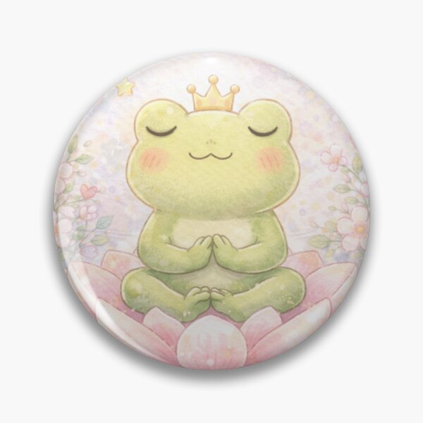 Item preview, Meditating Frog Lotus Kawaii Watercolor Sticker designed and sold by MiniYume.
