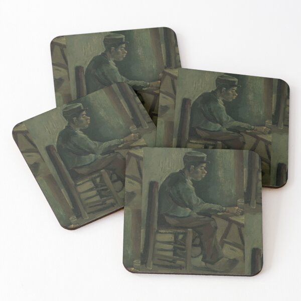 Item preview, Man at Table by Vincent van Gogh: Post Impressionist Rustic Portrait Poster designed and sold by artofuniverse.