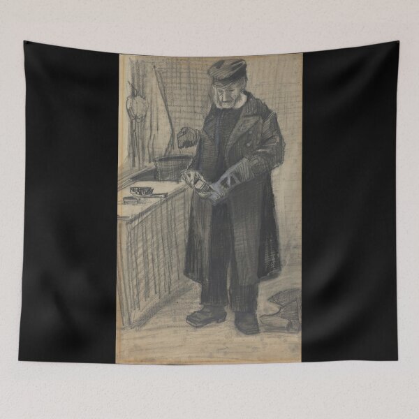 Item preview, Man Polishing a Boot by Vincent van Gogh: Vintage Working Class Study Poster designed and sold by artofuniverse.