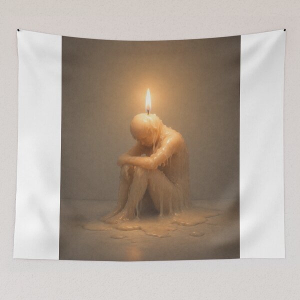 Item preview, Burning Out Softly – Minimal Surreal Candle Art designed and sold by InkWanderStudio.