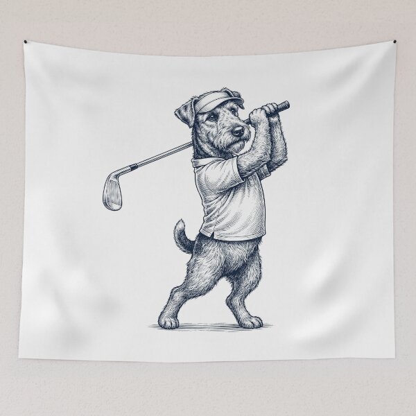 Item preview, Vintage Airedale Terrier Playing Golf Golfer Dog Lover designed and sold by TerryConnells.