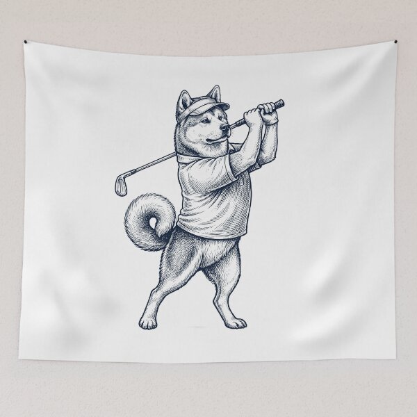 Item preview, Vintage Akita Playing Golf Golfer Dog Lover designed and sold by TerryConnells.
