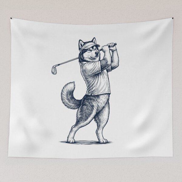 Item preview, Vintage Alaskan Malamute Playing Golf Golfer Dog Lover designed and sold by TerryConnells.
