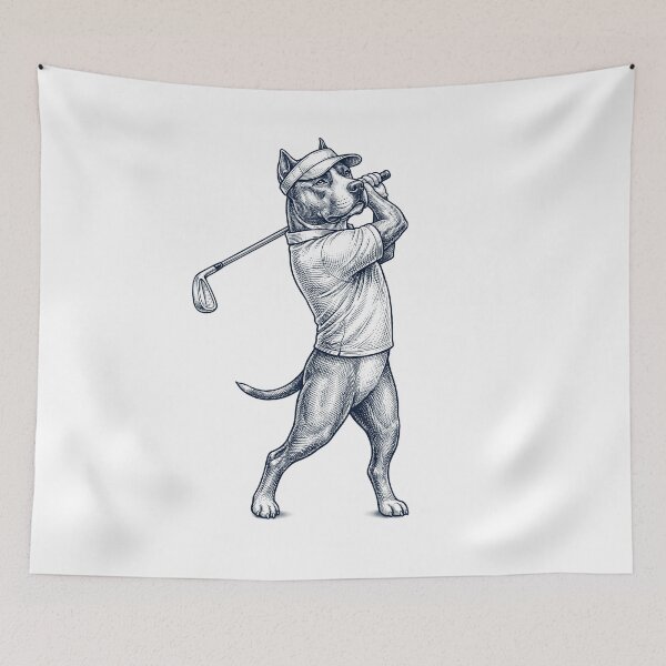 Item preview, Vintage American Staffordshire Terrier Playing Golf Golfer Dog Lover designed and sold by TerryConnells.