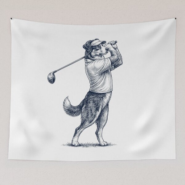 Item preview, Vintage Australian Shepherd Playing Golf Golfer Dog Lover designed and sold by TerryConnells.