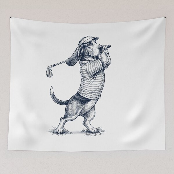 Item preview, Vintage Basset Hound Playing Golf Golfer Dog Lover designed and sold by TerryConnells.