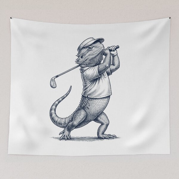 Item preview, Vintage Bearded Dragon Playing Golf Golfer Animal Lover designed and sold by TerryConnells.