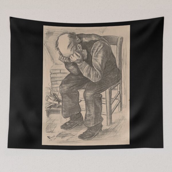 Item preview, Old Man With His Head in His Hands by Vincent van Gogh: Minimalist Poster designed and sold by artofuniverse.