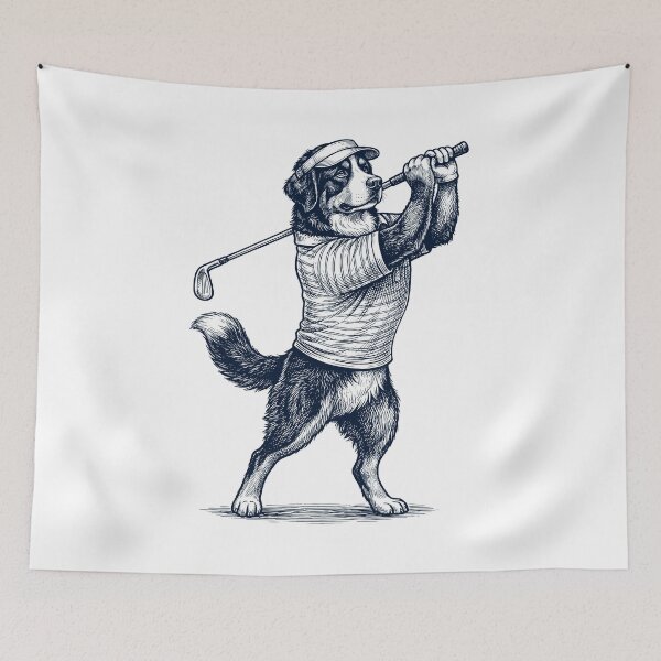 Item preview, Vintage Bernese Mountain Dog Playing Golf Golfer Dog Lover designed and sold by TerryConnells.