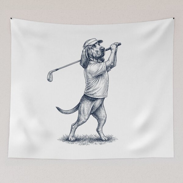 Item preview, Vintage Bloodhound Playing Golf Golfer Dog Lover designed and sold by TerryConnells.