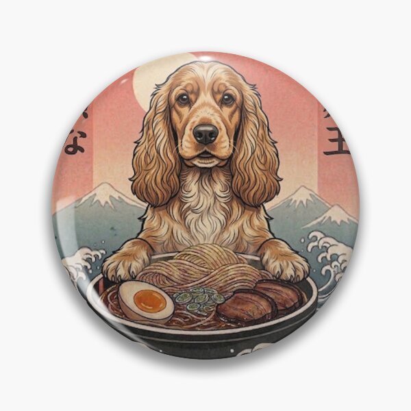 Item preview, Funny Cocker Spaniel Japanese Ramen Noodles Vintage Kanagawa Wave designed and sold by FurryHavenPH.