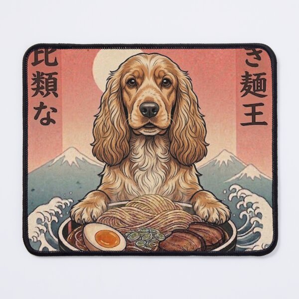 Item preview, Funny Cocker Spaniel Japanese Ramen Noodles Vintage Kanagawa Wave designed and sold by FurryHavenPH.