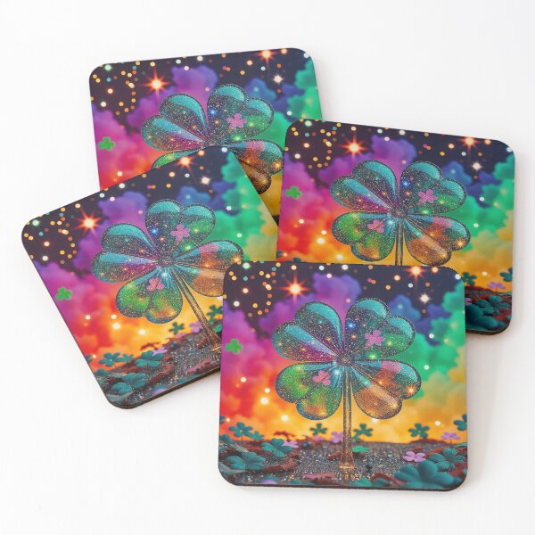 Item preview, Rainbow Glitter Shamrock Flower Fantasy Wall Art designed and sold by BeautifulVirtues.
