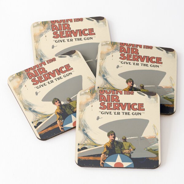 Item preview, Join the Air Service Give Er The Gun US Army 1919 designed and sold by Vintage Poster 1914-1945 Archive.