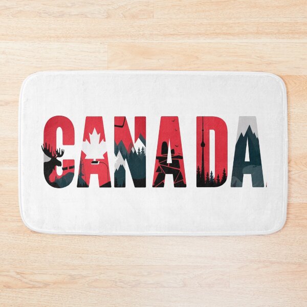 Item preview, Canada Typography Landscape Design – Mountains, Moose & Toronto Skyline Vintage Travel Art designed and sold by Globalcitytees.
