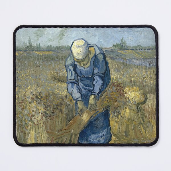 Item preview, Peasant Woman Binding Sheaves After Millet by Vincent van Gogh: Rustic Field Poster designed and sold by artofuniverse.