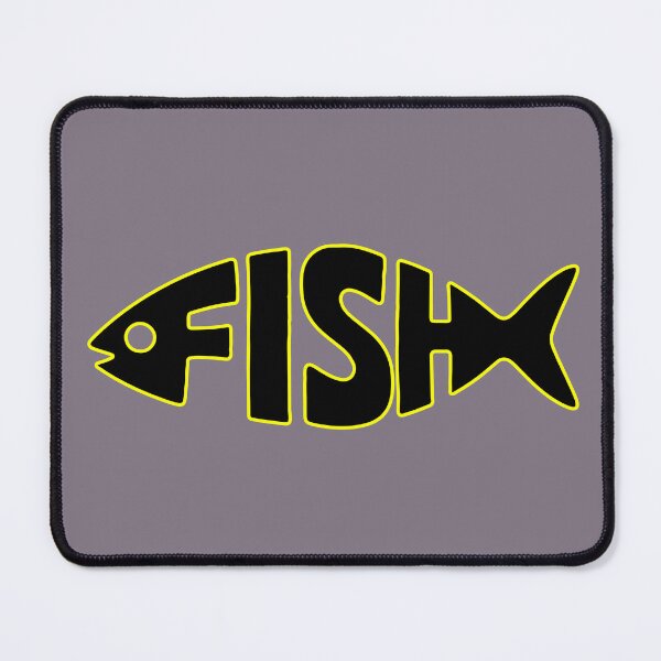 Item preview, Fish Typography Logo – Black Fish with Yellow Outline designed and sold by busurman.