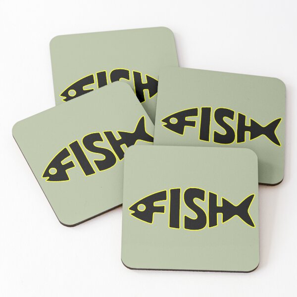 Item preview, Fish Typography Logo – Black Fish with Yellow Outline designed and sold by busurman.