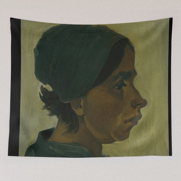 Item preview, Peasant Woman Head by Vincent van Gogh: Minimalist Post Impressionist Portrait designed and sold by artofuniverse.