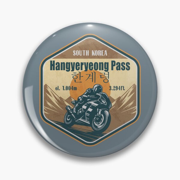 Item preview, Hangyeryeong Pass Taebaek South Korea Biker Badge designed and sold by CynthiaGraphics.