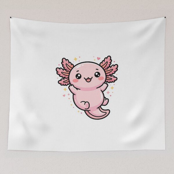 Item preview, Kawaii Pink Axolotl with Sparkles and Cute Expression for Youth designed and sold by lematworks.