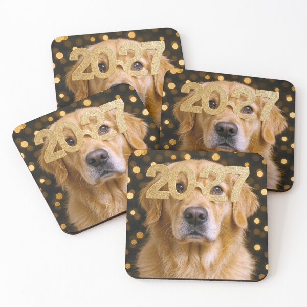 Item preview, Golden Retriever Wearing 2027 New Year Glasses designed and sold by Maria Dryfhout.