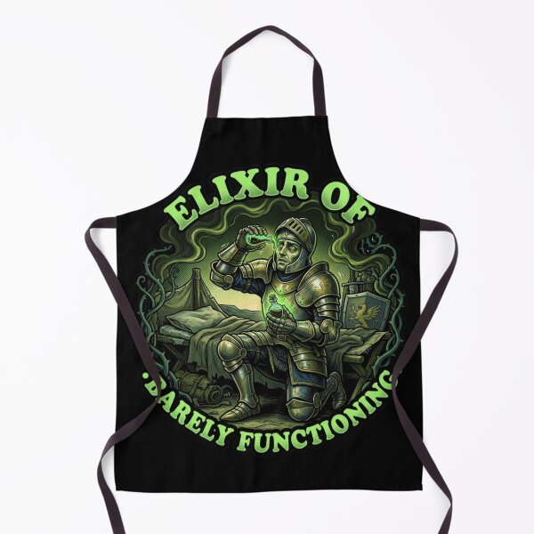 Item preview, Funny Knight Morning Coffee Elixir Barely Functioning Retro Fantasy Art Tee designed and sold by Mythic Ink Studio.