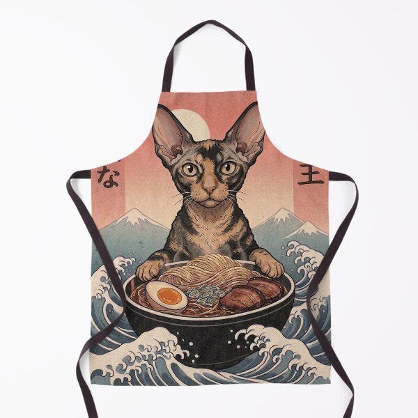 Item preview, Funny Cornish Rex Cat Japanese Ramen Noodles Vintage Kanagawa Wave designed and sold by FurryHavenPH.